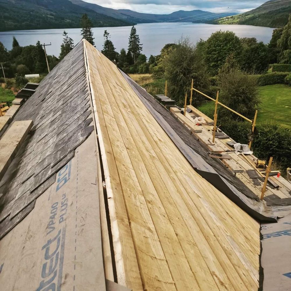 Re-slating over renewed sarking on a countryside property