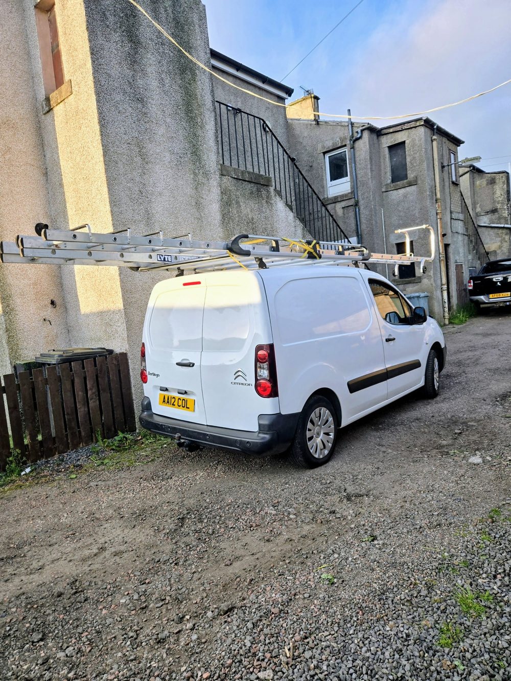 The CB Roofing van on site